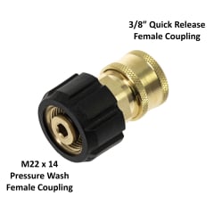 3/8" High Pressure Quick Release Coupling to M22x14 Female Adapter